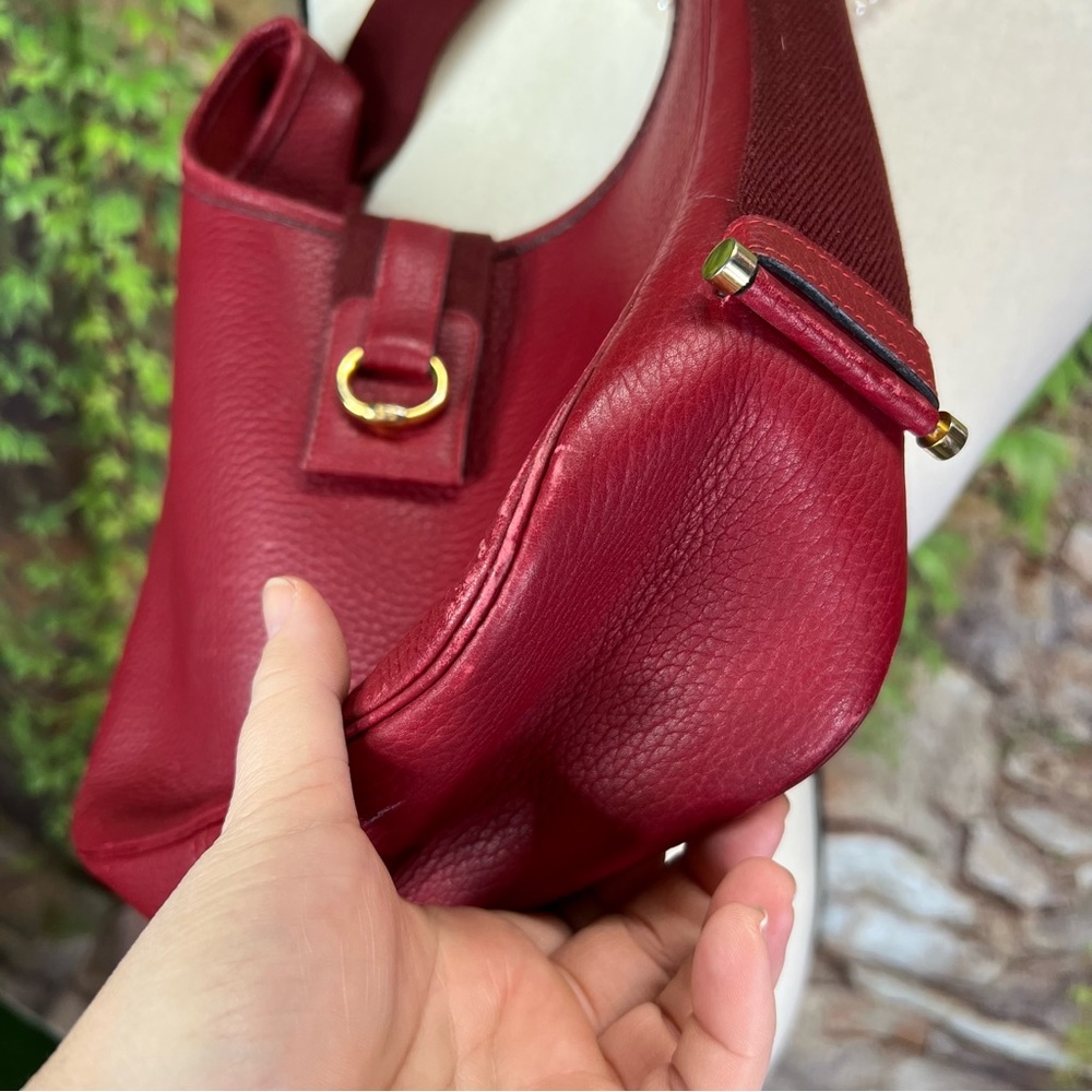 AUTHENTIC HERMES Clemence Tsako Hobo Rouge Adjustable Shoulder Strap Bag - Picture 10 of 15